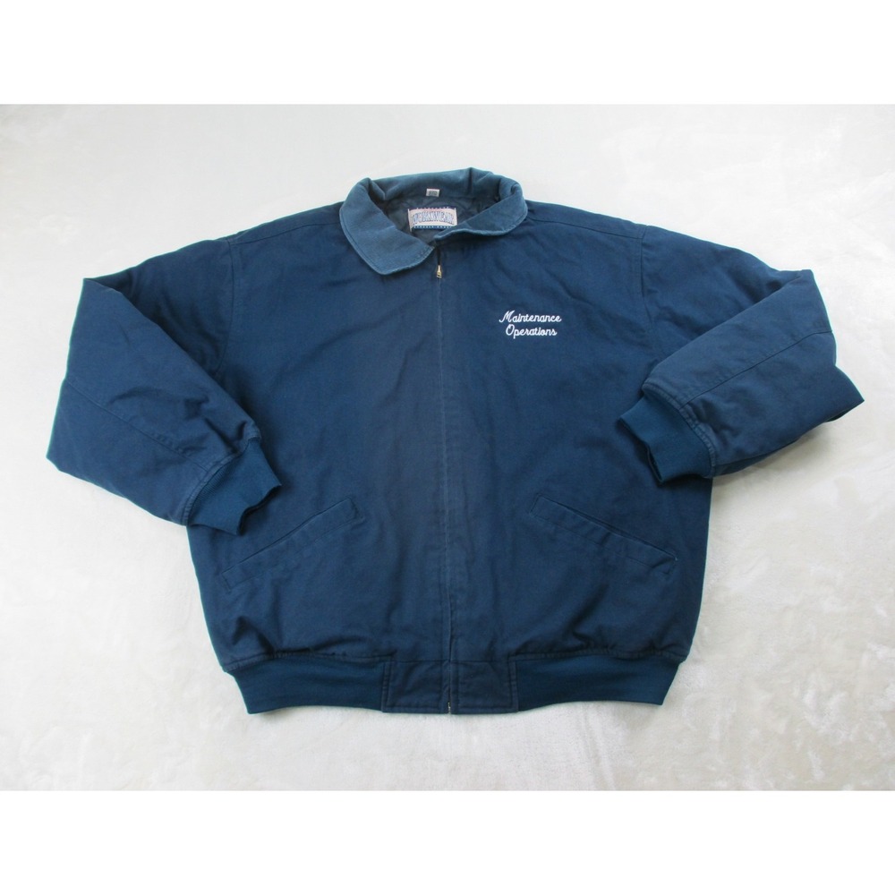 VINTAGE Dunbrooke‎ Jacket Mens 2XL XXL Blue Heavy Corduroy Collar Workwear*